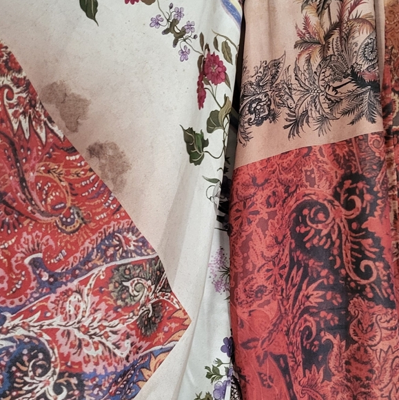 Zara Patchwork Printed  Vibrant Floral Kimono Wrap - Picture 9 of 15